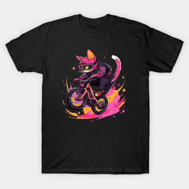cat biker T-Shirt by dorapeterx